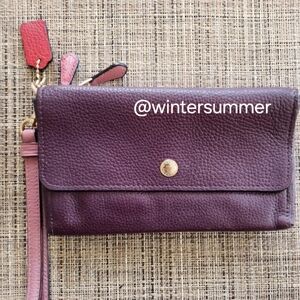 Coach Triple Color Snap Flap & Two Zip Compartment Wristlet